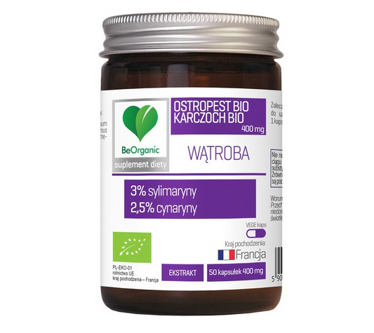 BeOrganic Ostropest BIO 3% + Karczoch BIO 2,5%, kapsułki, 50 szt.
