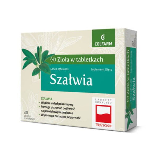 Szałwia-zioła w tabletkach-30 tabletek