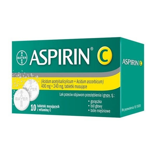 Aspirin C, 400 mg + 240 mg, tabletki musujące, 10 szt.