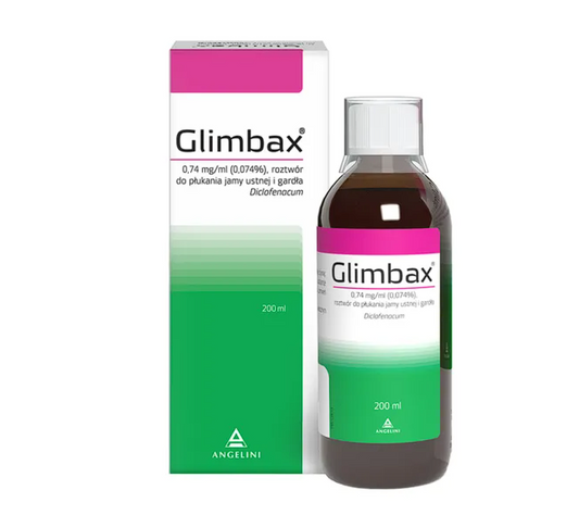 Glimbax, 0,74 mg / ml (0,074%), roztwór do płukania jamy ustnej i gardła, 200 ml