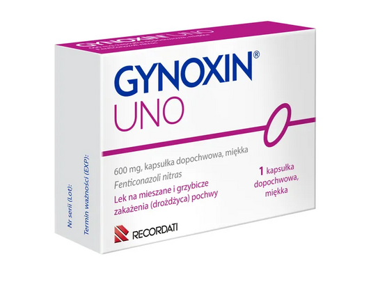 Gynoxin Uno, 600 mg, kapsułki dopochwowe, miękkie, 1 szt.