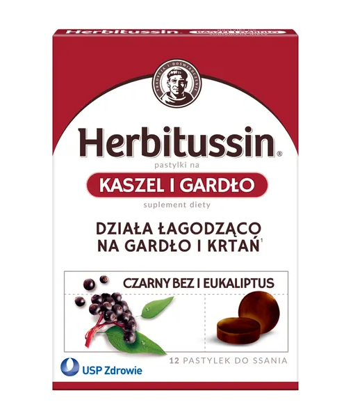 Herbitussin Kaszel i Gardło, pastylki do ssania, 12 szt.