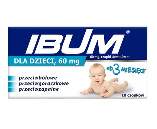 Ibum dla dzieci, 60 mg, czopki, 10 szt. od 3 miesięcy.