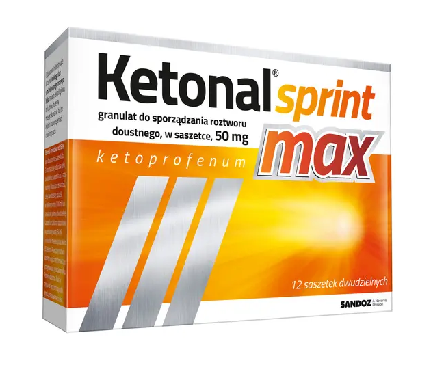 Ketonal Sprint Max, 50 mg, granulat do sporządzania roztworu doustnego, 12 saszetek