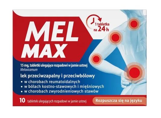 Mel Max, 15 mg, tabletki ulegające rozpadowi w jamie ustnej, 10 szt.