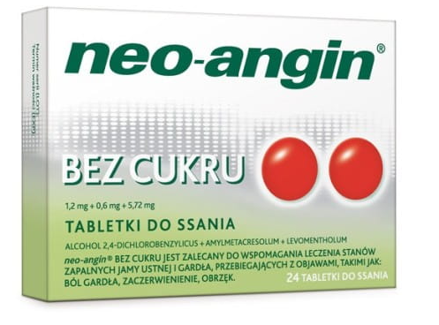 Neo-Angin bez cukru, tabletki do ssania, 24 szt.