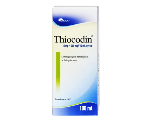 Thiocodin, 15 mg + 300 mg/10 ml, syrop, 100 ml