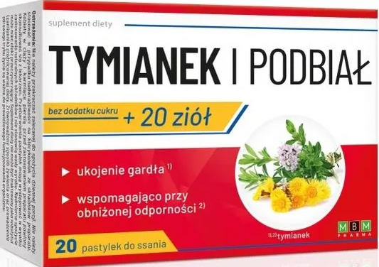 Tymianek i Podbial - 20 ziół, 20 pastylek do ssania