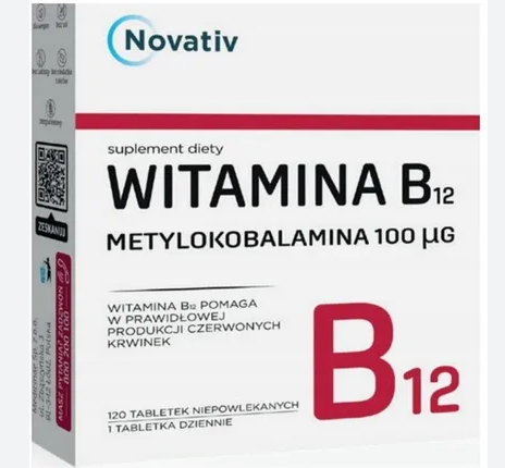 Novativ Witamina B12 Metylokobalamina 100ug 120tabl.